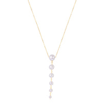 Pearl necklace with gold chain on a white background