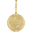A round coin pendant with the elements designed in the center with a diamond accent. The four styles are fire, air, water, and earth. Collect them all. 