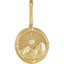 A round coin pendant with the elements designed in the center with a diamond accent. The four styles are fire, air, water, and earth. Collect them all. 