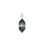 A hex shaped pendant with a black onyx in lay with opal and white sapphire center. 