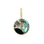 Gold pendant with a colorful circular stone on a white background