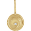 A round coin pendant with the elements designed in the center with a diamond accent. The four styles are fire, air, water, and earth. Collect them all. 