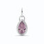 A fancy pink pear diamond bezel set with ribbed edges. Available in solid yellow, white, and rose gold.