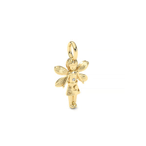 Gold angel pendant on a white background