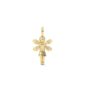 Gold fairy pendant on a white background