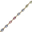 A rainbow sapphire chain bezel set in gold.