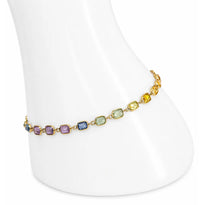 Multicolored gemstone bracelet on a white mannequin arm