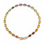 Multicolored gemstone necklace on a white background