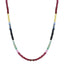 A necklace with multi-colored section of sapphires finished with solid yellow gold clasp.