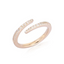 A modern gold band that is open centered with the two ends featuring pointy spear designs. 