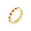 A ruby eternity ring made in yellow gold with round ruby. 