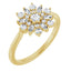 Gold ring with diamond-like stones on a white background