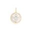 Gold and silver pendant with a detailed design on a white background