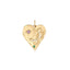 Gold heart-shaped pendant with gemstones on a white background