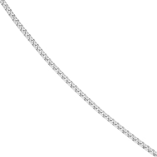 A everyday round silver box chain with smooth links and lobster clasp. 