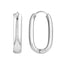 A pair of chunky silver oval hoop earrings with large bold design. Made in sterling silver. 