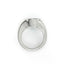 Silver ring with a white stone on a white background