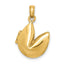 A stylish solid gold fortune cookie charm that can be opened. This charm has a3 dimensional design. 