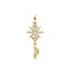 Gold key-shaped pendant with diamond accents on a white background