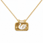 A gold chain necklace with a rectangular pendant featuring a white swan and a small gold star, shown on a plain white background.