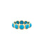 A turquoise eternity ring set in bezel setting with white round turquoise cabochons. 