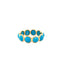 A turquoise eternity ring set in bezel setting with white round turquoise cabochons. 