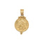 A vintage coin pendant with a roman head on the face. The person is wearing olive branch crown. Accented with gold beads. 