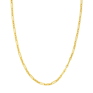 A vintage style paperclip chain with elongated oval link and three square links alternated. 
