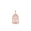 Rose gold pendant with intricate design on a white background