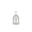 Silver pendant with intricate design on a white background