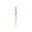 A gold pendant shaped like a tapered icicle, featuring detailed floral engraving and small clear gemstones set along the top loop and center, shown against a plain white background.