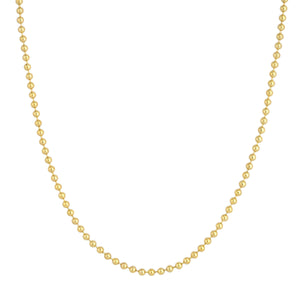A 3mm gold ball chain, the perfect size, in yellow gold with beaded or ball links.