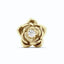 A gold rose pendant with a round diamond center surrounded by petals and a hidden bail. 