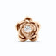 A gold rose pendant with a round diamond center surrounded by petals and a hidden bail. 