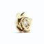 A gold rose pendant with a round diamond center surrounded by petals and a hidden bail. 