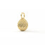 A small gold pendant shaped like a textured pinecone or teardrop, shown on a clean white background.