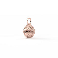 A small rose gold textured bead charm with a loop at the top, shown on a clean white background.