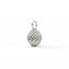 A small silver teardrop-shaped pendant with a textured, diamond-patterned surface and a top loop, shown on a clean white background.