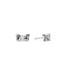 Silver bow-shaped earrings with clear gemstones on a white background