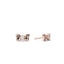 Rose gold bow-shaped earrings with clear gemstones on a white background
