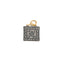 A square silver pendant with a gold fish on the top. The fish has diamond eye and there are four emeralds set at the four corners on the pendant. 