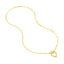 A gold chain featuring half paperclip and half oval cable chain. Finished with two open round loops at the ends for jewelry connectors or locks. 