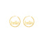 Gothic font name plate hoop earrings with back. 
