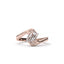Rose gold ring with a diamond on a white background