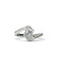 Silver ring with a diamond on a white background