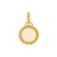 A gold coin disc with a polished surface for optional engraving. Finished with gold beaded design on the outer frame and bail. 
