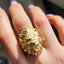 A solid yellow gold lion ring with amazing details and strong features. Finished with thick band and comfortable fitting. 