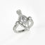 Silver ring with a diamond on a white background