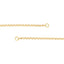 A gold chain with round rolo links and two round loops at the ends meant to be worn with connector or lock clasp.
