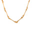 A long necklace with unique bone link chains. One of the links is a skull dagger the ends has a toggle clasp. 
